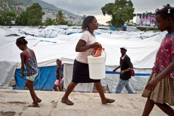 A tent city for people displaced by the January 2010 earthquake that shook Haiti.